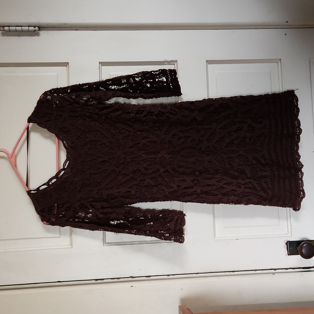 INC Chocolate Brown Crochet Lace Dress